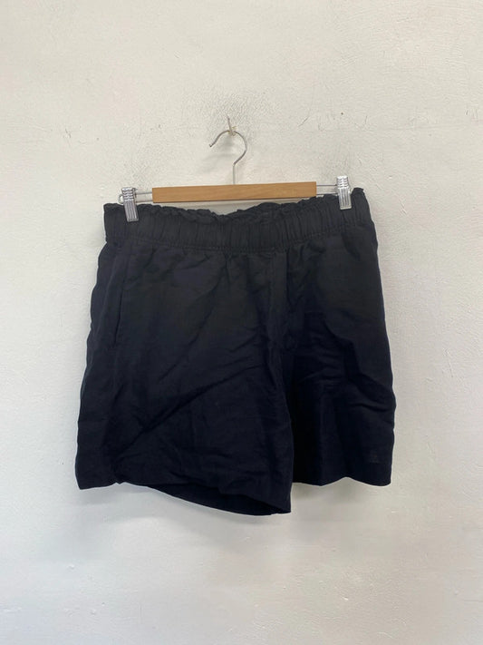 Lovely H&M black linen blend shorts holiday UK M ED001