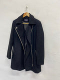 Fabulous Marks & Spencers Aviator jacket Uk 8 Black wool blend KC528