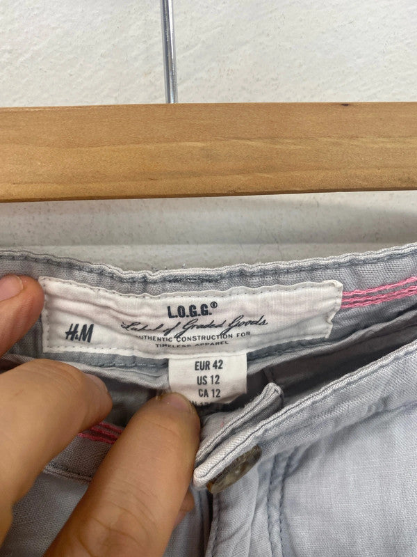 Gorgeous casual linen blend H&M trousers pale grey 16 KM003