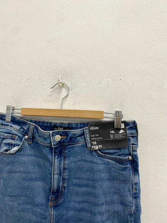 Lovely F&F slim high rise ankle grazer jeans UK 14 L JW002