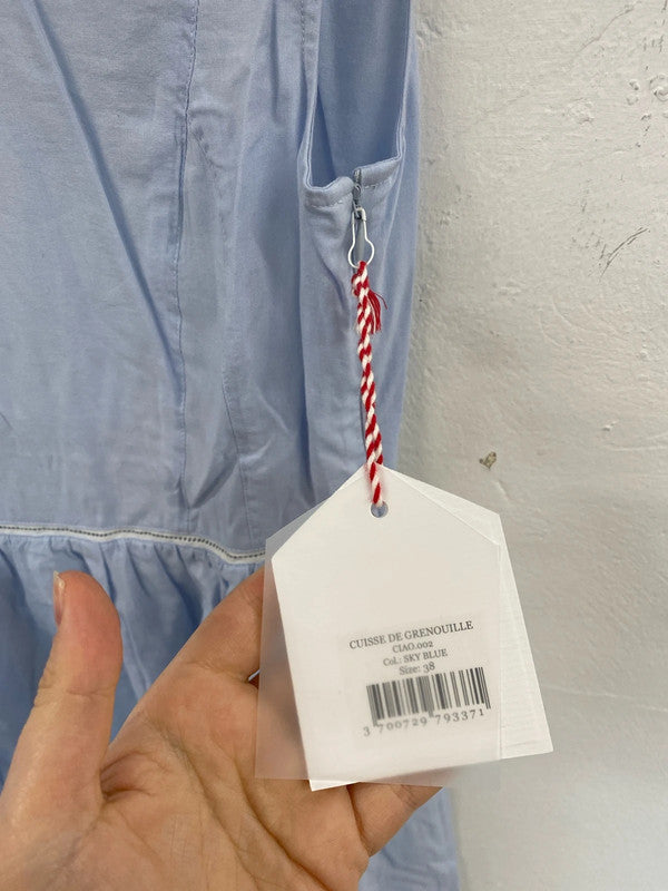 Cuisse De Grenouille Stylish Light Blue Summer Dress UK 10 JB003