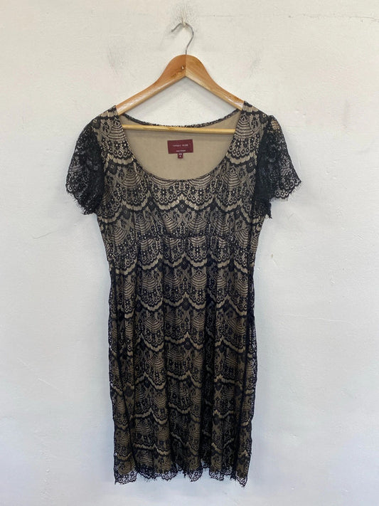 Tiffany Rose Elegant Black & Beige Lace Maternity Midi Dress UK 14-16 MD002