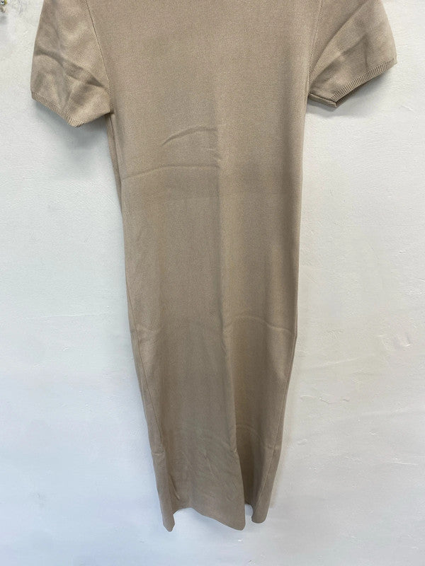 Lovely Primark casual beige Bodycon maxi dress UK S MB001