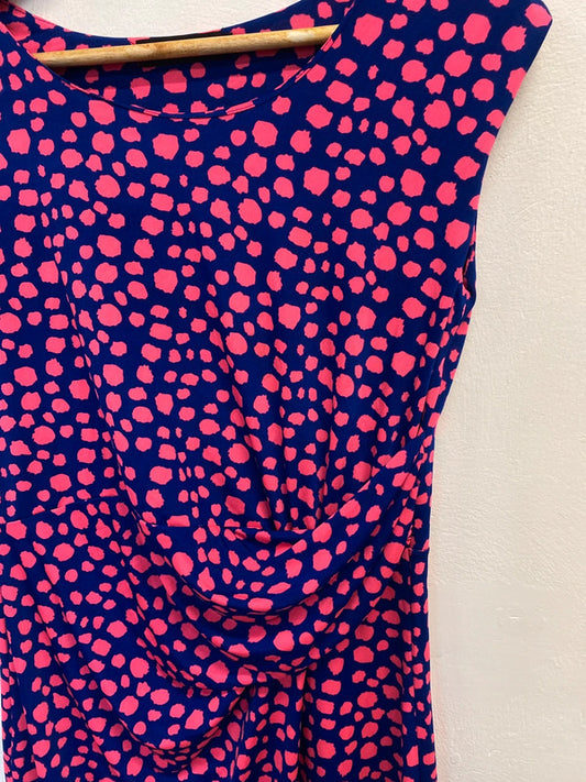Stunning preppy blue pink neon spotted mini dress UK S LW005