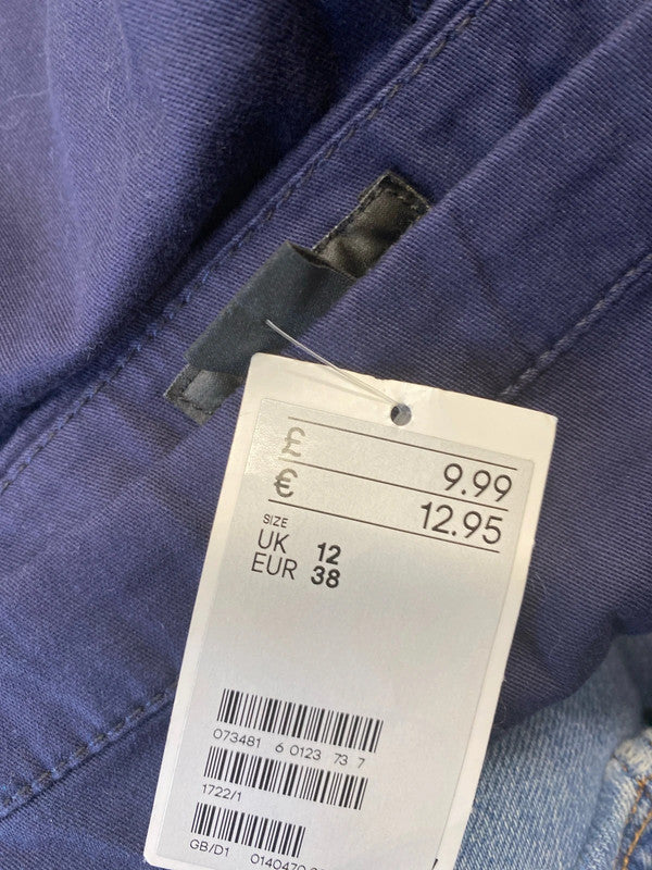 Fabulous Dark Blue tapered trousers side zip Uk10 New GK002