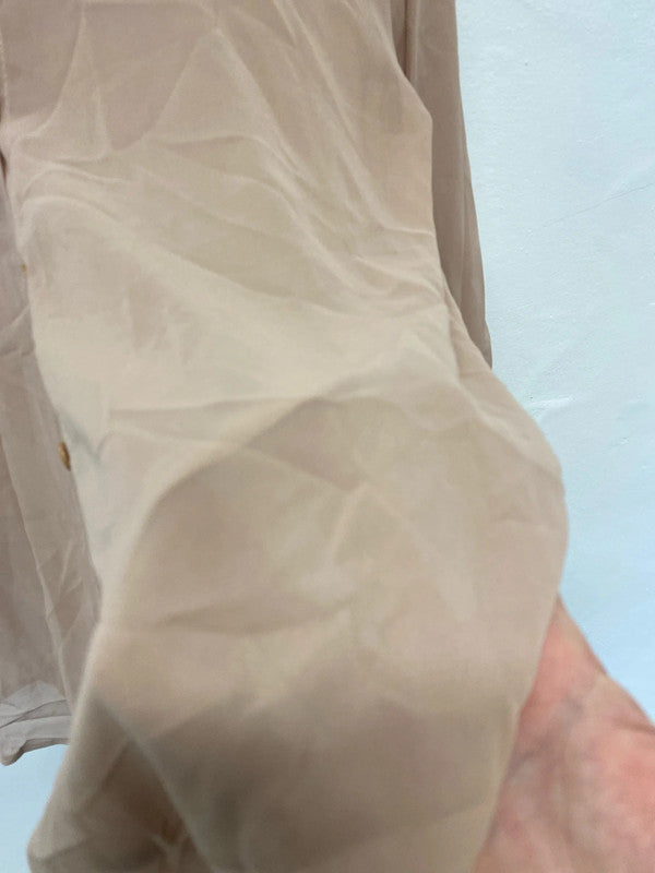 Fabulous Fashion apparel sheer longline nude shirt Uk12/14 loose fit GJ001