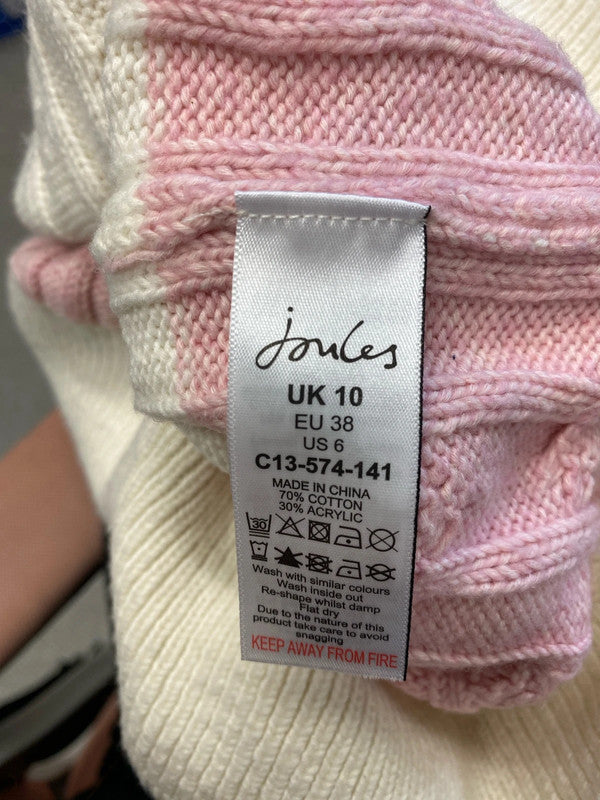 Lovely joules striped knit pink white jersey UK 10 EC001