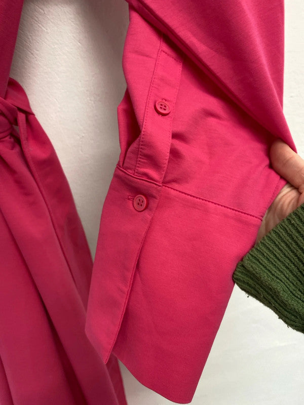 Amazing Cos Cerise Pink oversized loose fit midi shirt dress UkS KD001
