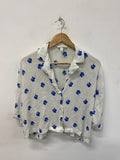 H&M Chic Cream Cropped Floral Pattern Blouse Size S CM007