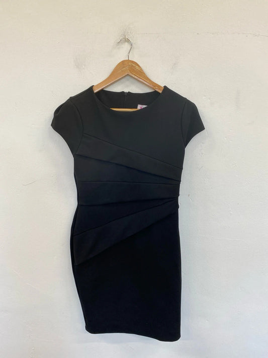 Jessica Wright Elegant Vicky Black Bodycon Asymmetric Midi Dress UK 14 GW001