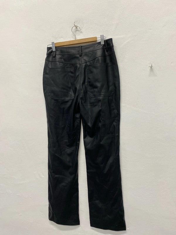 Fabulous Topshop Faux Leather Uk12 wide leg trousers KS002