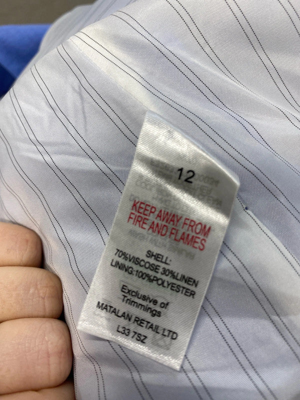 Lovely papaya blue linen blend blazer jacket new UK 12 AO001