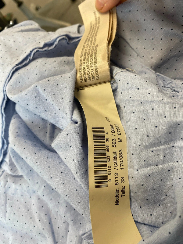 Fabulous Baby Blue Navy spotted shirt Ladies Uk10 MM005