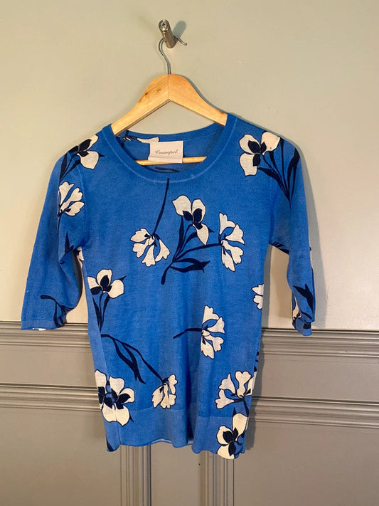 Fabulous Cashmere Floral royal blue jumper from Crumpet UkS KR002