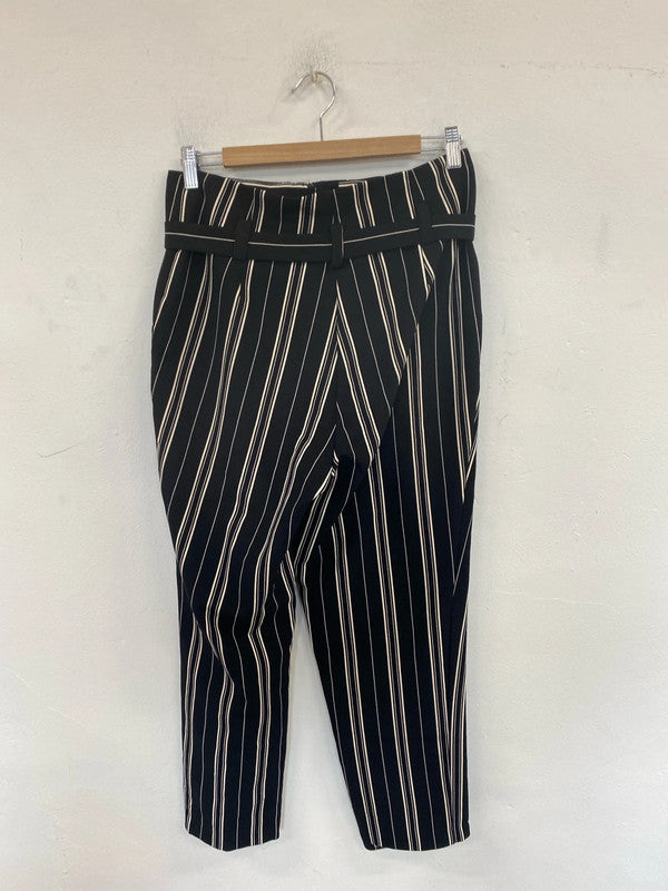 New Look Black & Beige Stripe Trousers UK 12 MB001