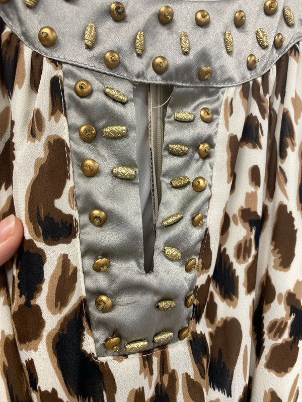 Ultra Pink Fabulous Giraffe Pattern Beaded Detailing Jumpsuit Size M JB005