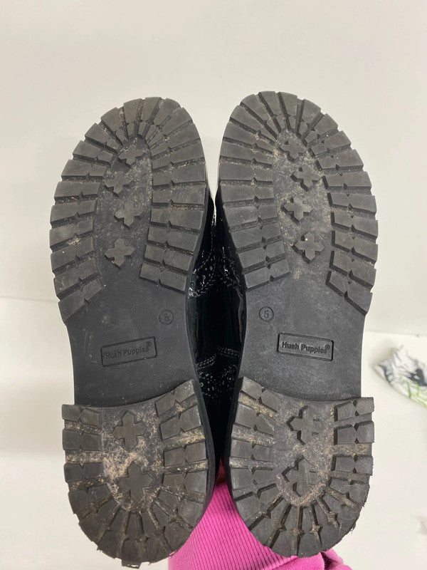 Fabulous Hush Puppies leather Uk5 shiny school JS004