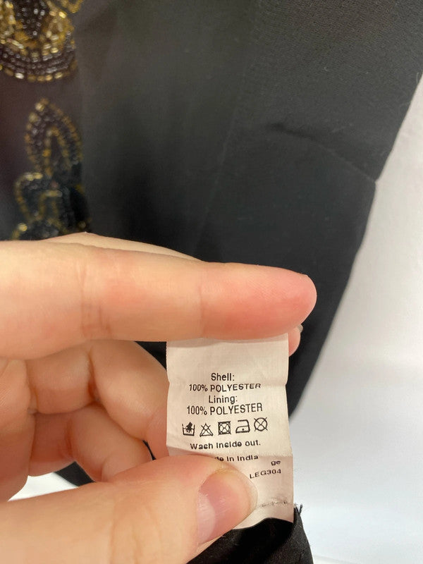 River Island Stunning Black Beaded Mini Dress UK 8 KM004