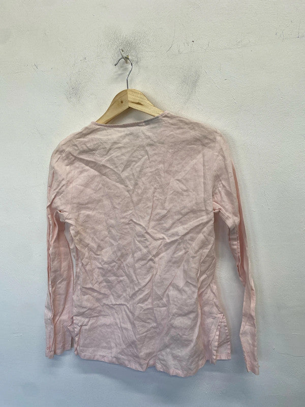 Gorgeous Malcolm & Co pink pearl embellished blouse UK M MM005
