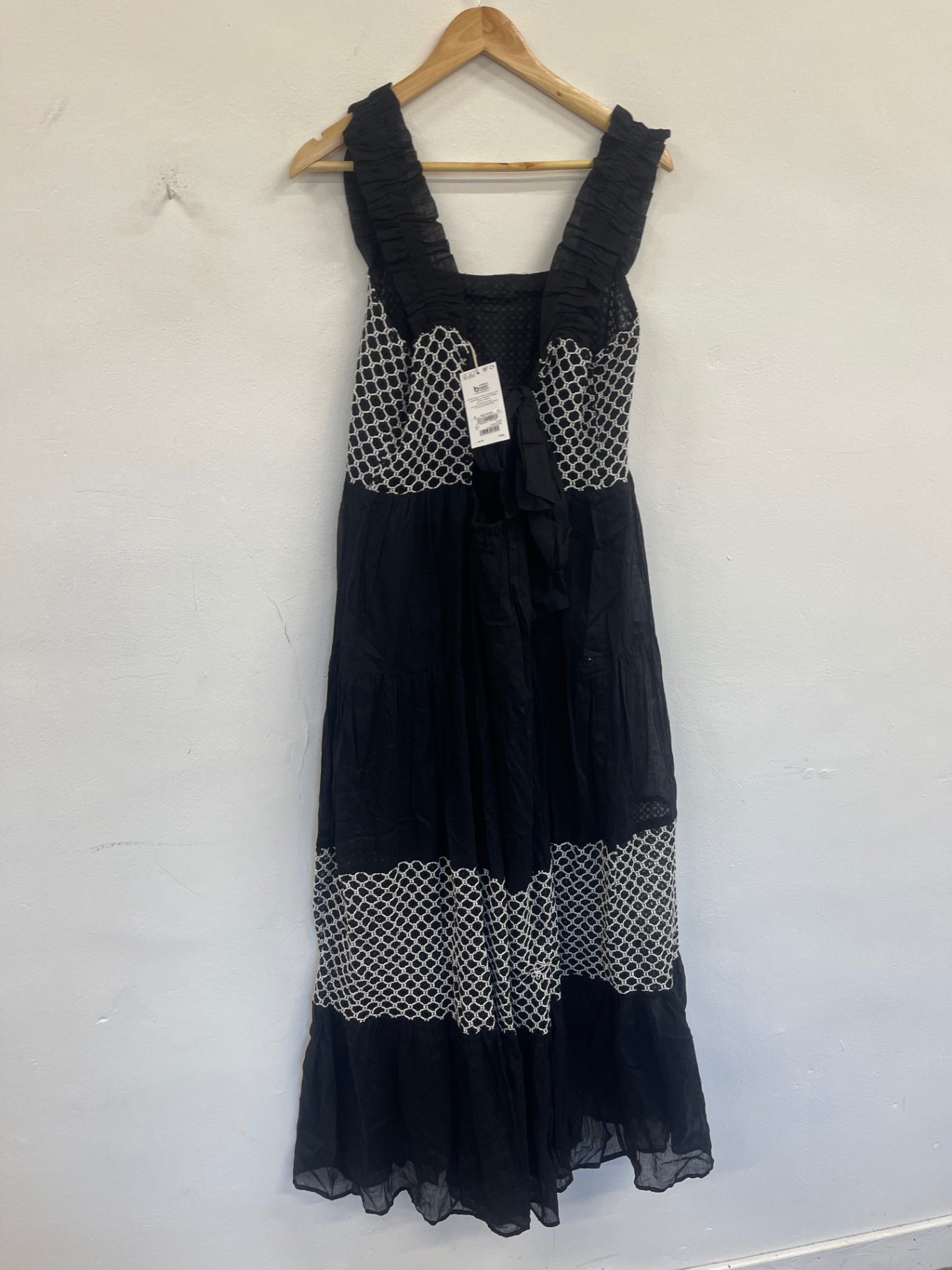 Fabulous Next boho tiered summer Dress UK18 Black & white RM531
