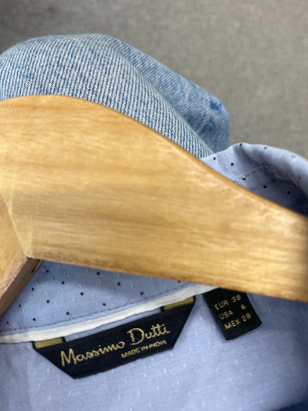 Fabulous Baby Blue Navy spotted shirt Ladies Uk10 MM005