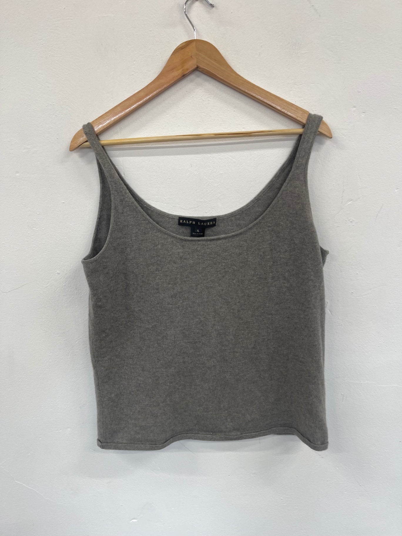 Stunning Ralph Lauren Pure Cashmere Tank Top UkXL Grey Cosy SO560