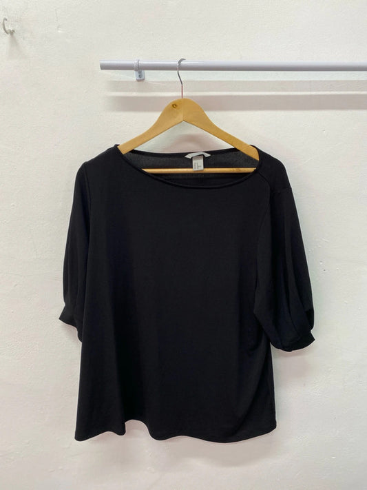 Fabulous Black blouse slight puff sleeve UkXL H&M IM001