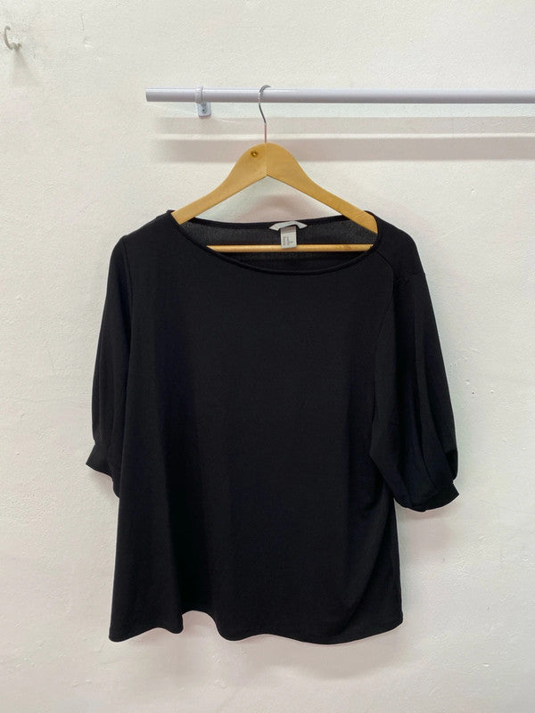 Fabulous Black blouse slight puff sleeve UkXL H&M IM001