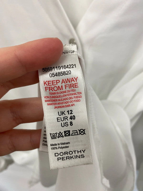 Dorothy Perkins Stylish White Loose Fit Top UK 12 LD001