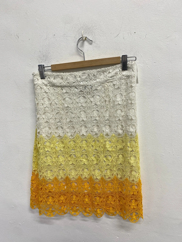 Lovely nishe embroidered yellow white orange stripe coord UK 12 NS003