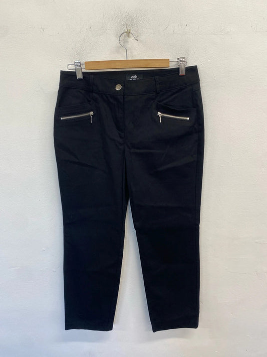 Lovely Wallis black crop trousers zip pocket UK 10 SW001