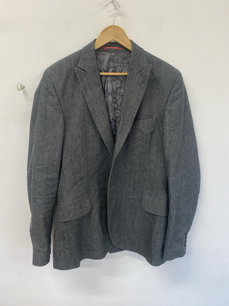 Empresa Cotton Cashmere Blazer 52 42” Grey Herringbone Made In Italy  FE001