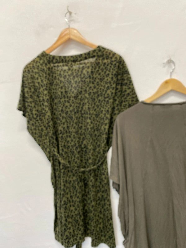 Fab duo of Khaki loose tunic tops dress Uk10 H&M #37 LD003