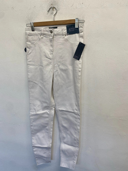 Lovely papaya April white ankle grazers jeans UK 10 AO001