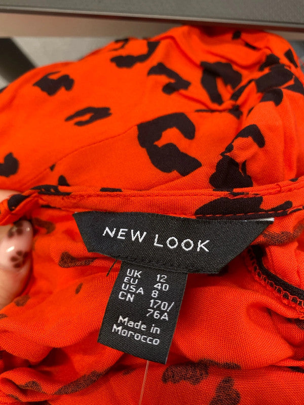 Lovely new look red leopard blouse nwt UK 12 NN001