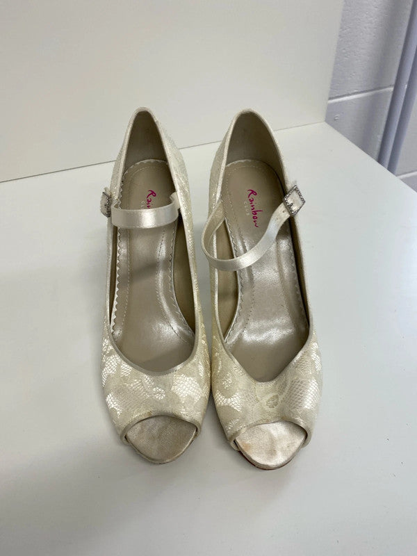 Fabulous Rainbow Cream Lace Heels event occasion UK6 KM004