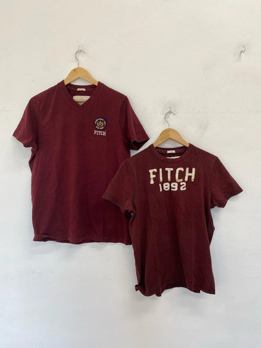 Fabulous Duo of Abercrombie & Fitch maroon muscle fit t shirts Men’s L&xl #3 GW001