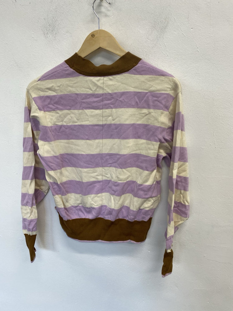 Lovely Scotch & Soda Cream Lilac Brown Striped Knit Jumper UK S EC001