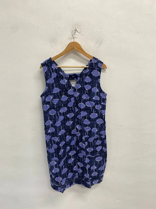 Lovely next navy tulip linen dress UK 14 JW002