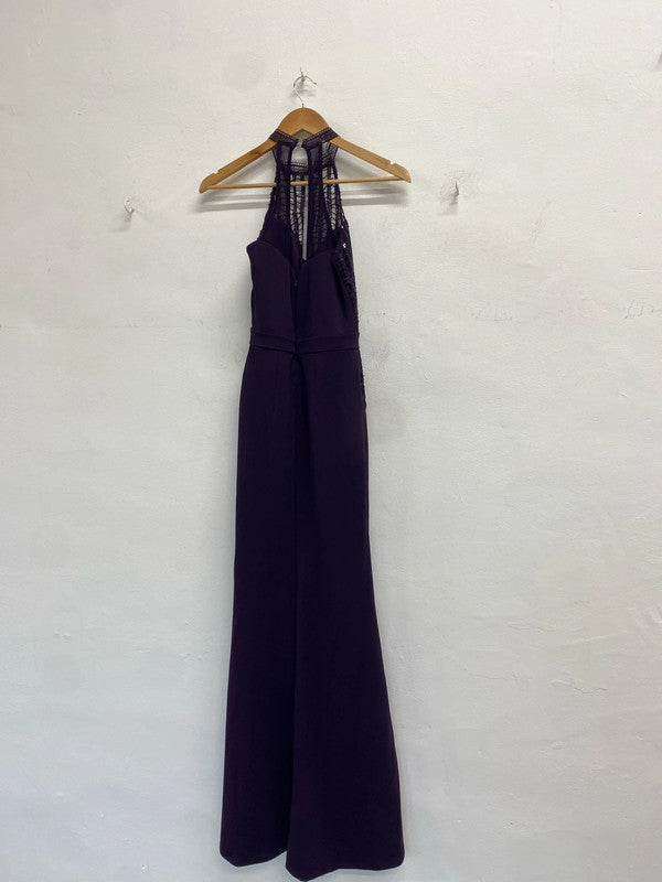 Stunning lipsy London purple sparkle Halterneck maxi dress drape UK 8 KM004