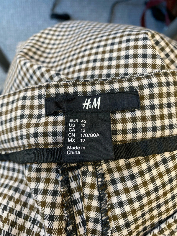 Fabulous Brown checked tailored trousers H&M Uk14 KM003
