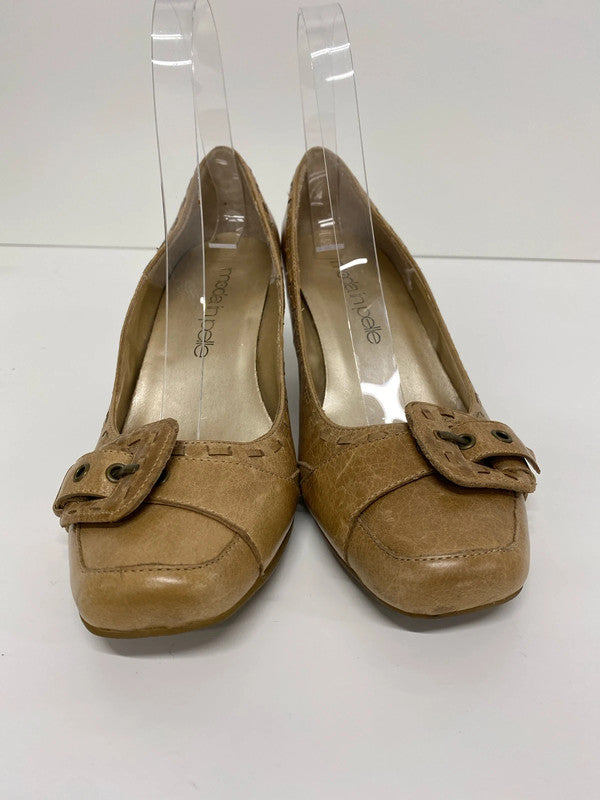 Fabulous Moda in Pelle caramel leather court shoes events formal Uk5 KM004
