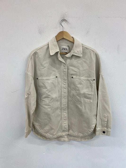 Zara Trendy Cream Denim Oversize Shacket Size XS SD002