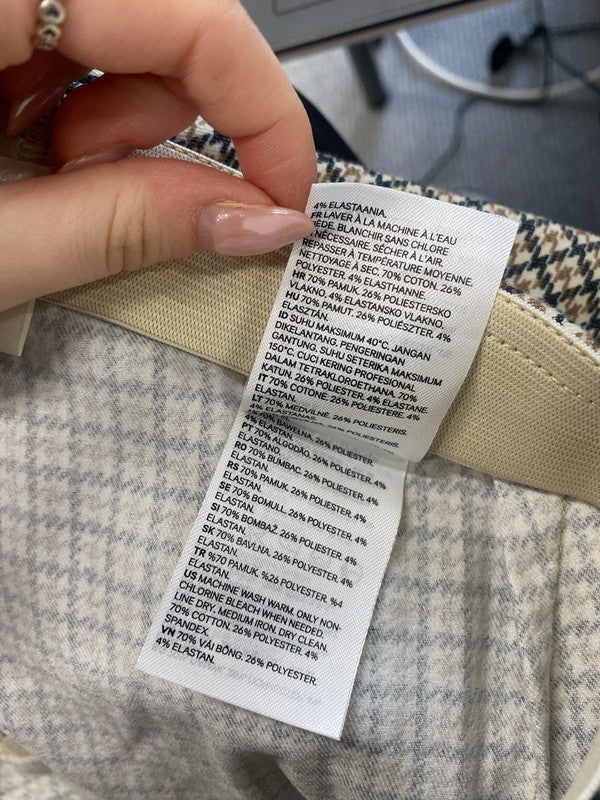 Lovely H&M brown houndstooth legging trousers UK 16 KM003