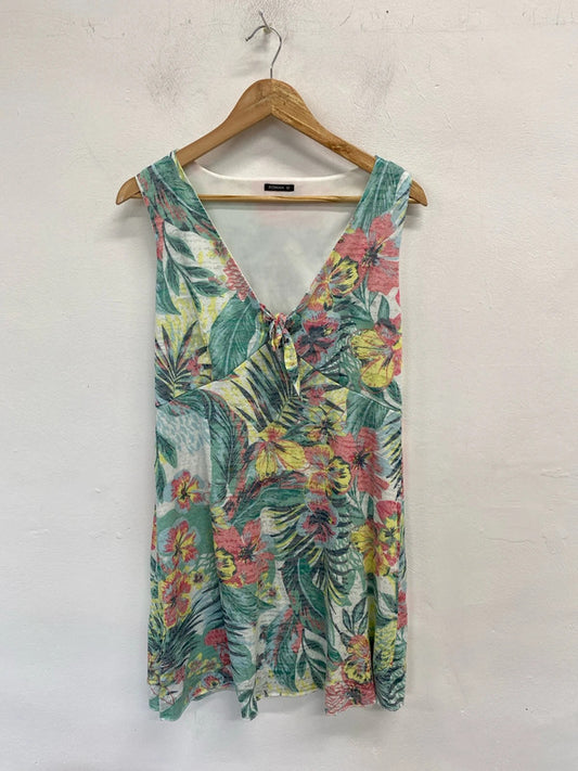 Lovely Roman tropical low neck Mini dress UK 12 LL003