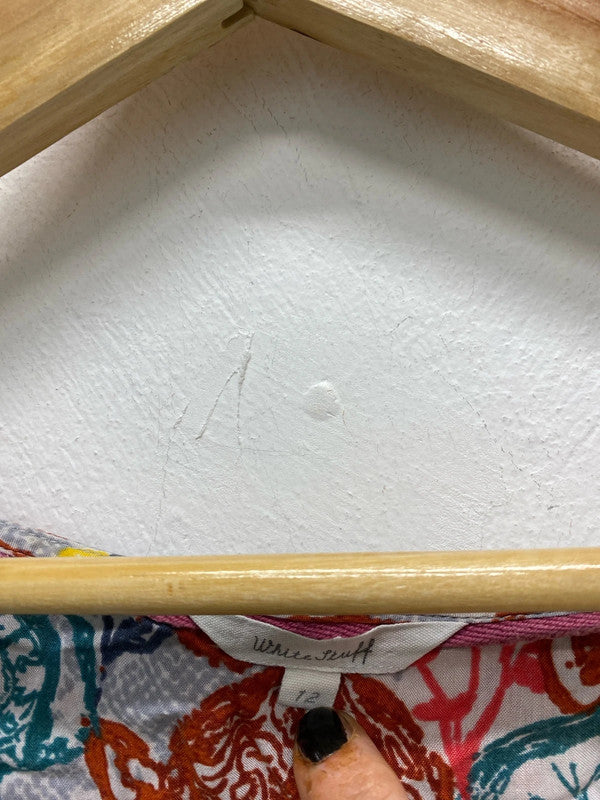 Fabulous White Stuff clock face cotton top Uk12 burnt Orange LD001