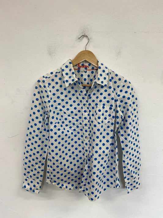 Boden Stylish Ivory & Blue Polkadot Cotton Shirt UK 8 MM005