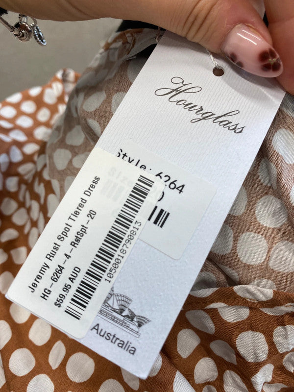 Lovely hourglass spotted brown smock dress nwt UK 20 IM001