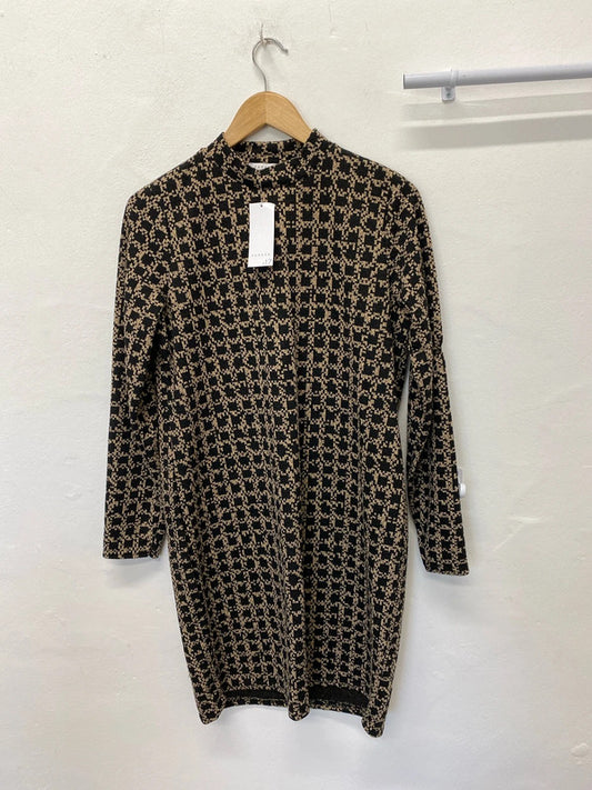 Fabulous Matalan geometric loose fit dress Uk12 beige & black classic AO001