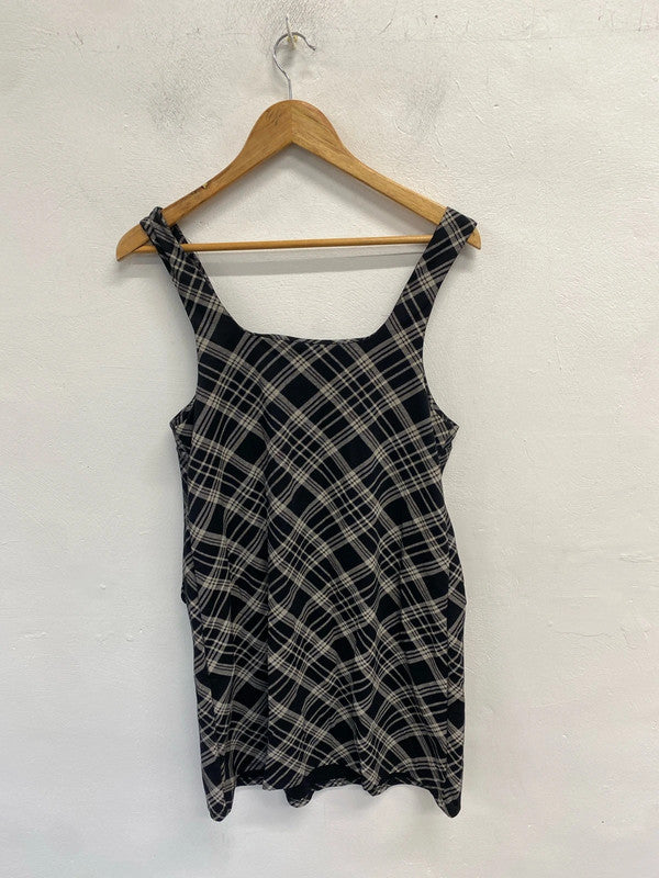 Lovely new look black grey checkered midi dress UK10 JH001